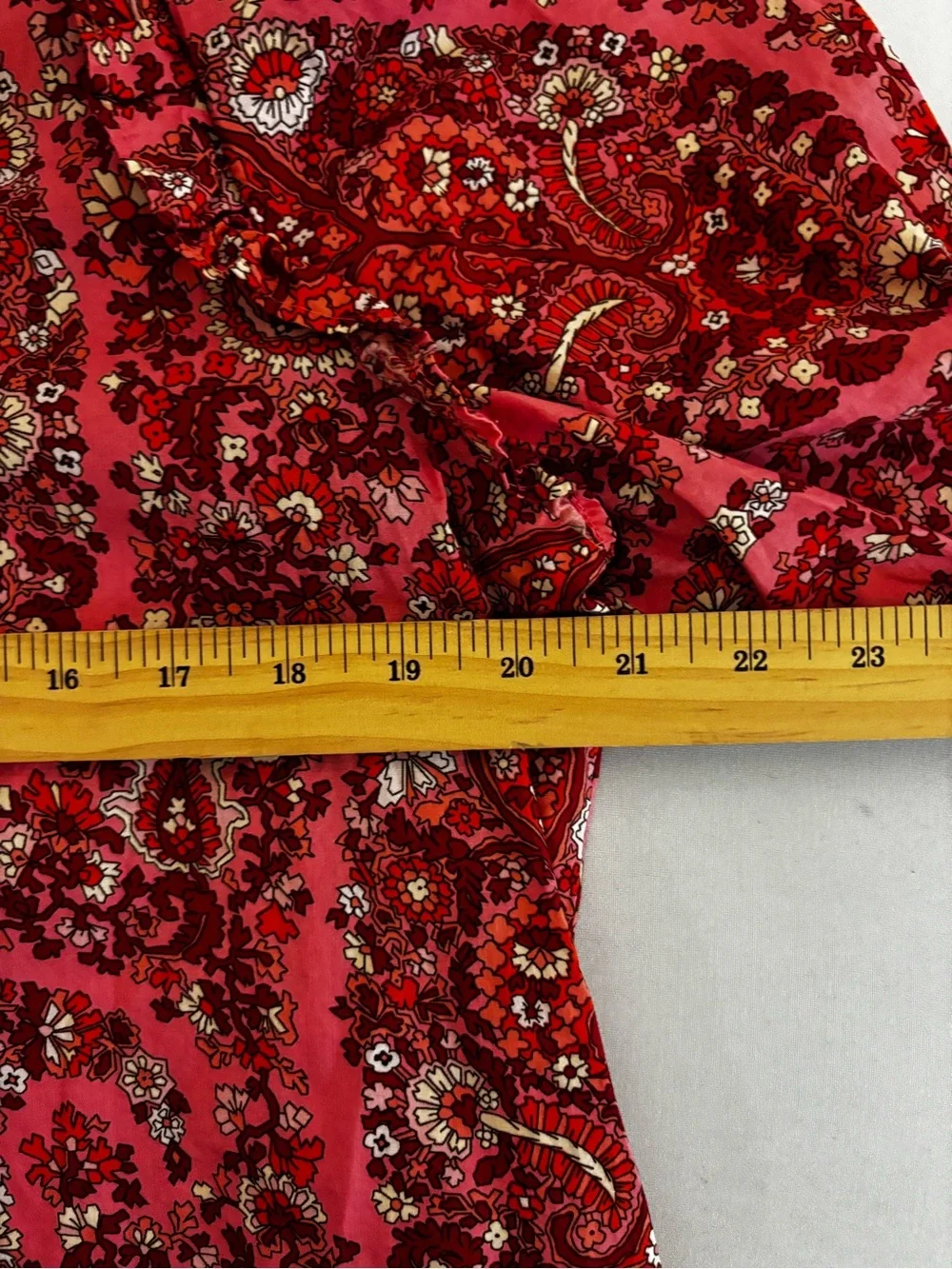 J.Crew Re-Imagined Large Pink Paisley Floral Ruffle Puff Sleeve Blouse Cotton